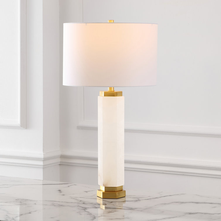 White Alabaster and Gold 29-Inch Table Lamp