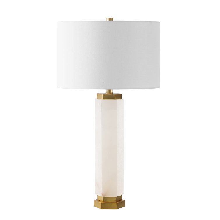 White Alabaster and Gold 29-Inch Table Lamp