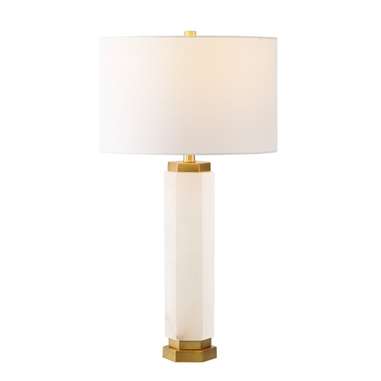 White Alabaster and Gold 29-Inch Table Lamp
