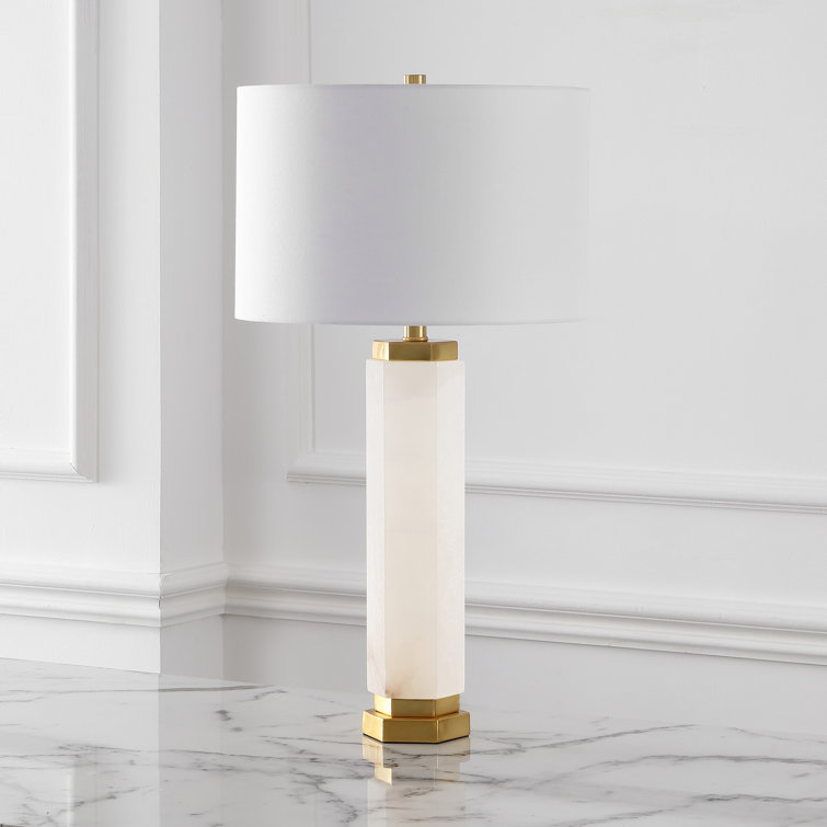 White Alabaster and Gold 29-Inch Table Lamp