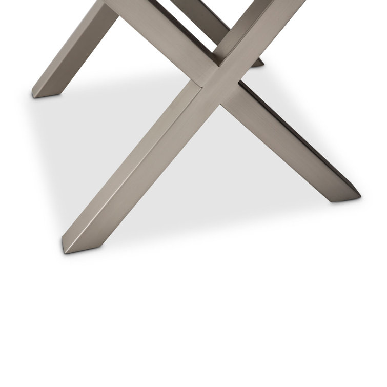 Vanilla White Wood and Metal Square End Table