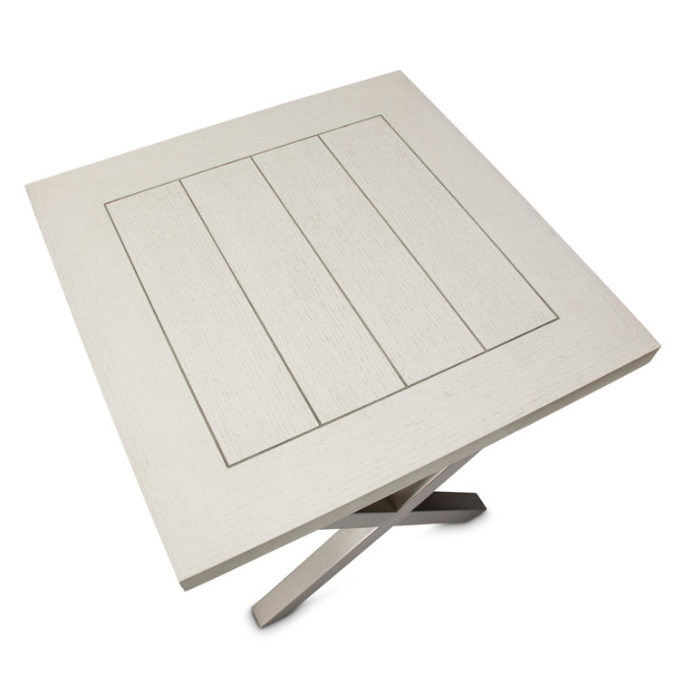 Vanilla White Wood and Metal Square End Table