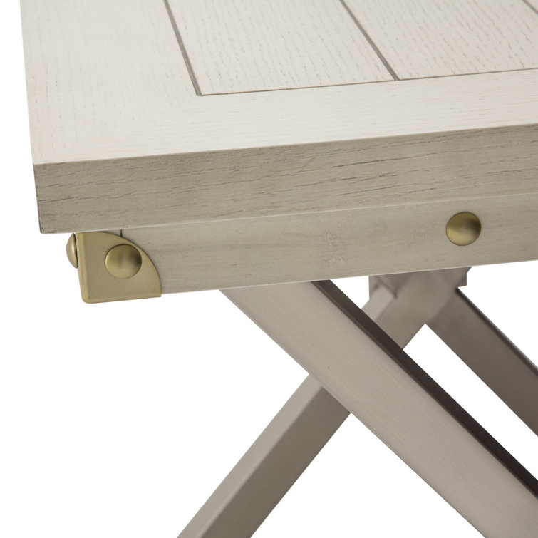 Vanilla White Wood and Metal Square End Table