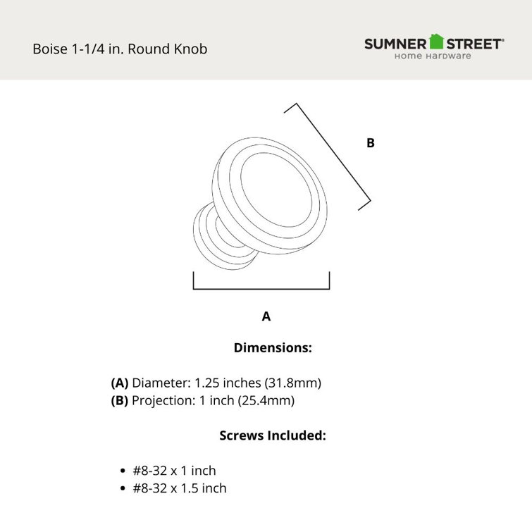 Boise Round Oil Rubbed Bronze Cabinet Knob with Mounting Hardware