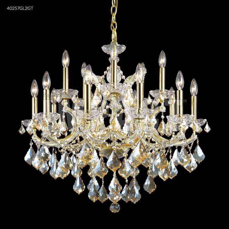 Majestic Gold Leaf Crystal Candle Chandelier