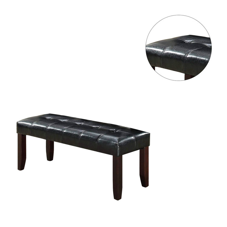 Elegant Faux Leather 49'' Black and Brown Upholstered Bench