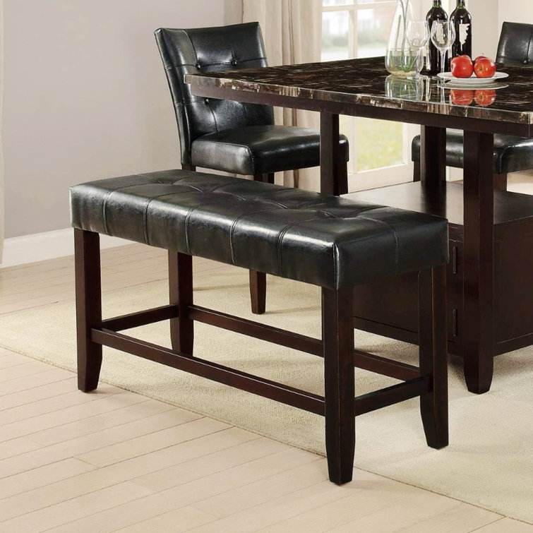 Elegant Faux Leather 49'' Black and Brown Upholstered Bench