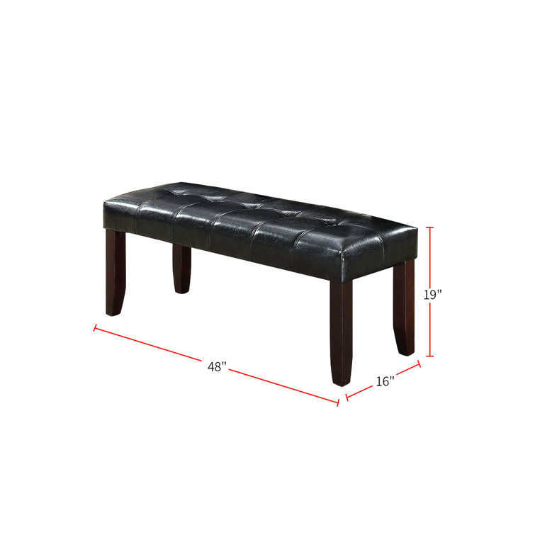 Elegant Faux Leather 49'' Black and Brown Upholstered Bench