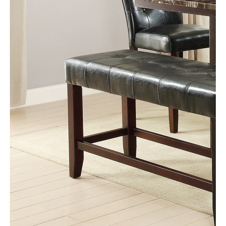 Elegant Faux Leather 49'' Black and Brown Upholstered Bench