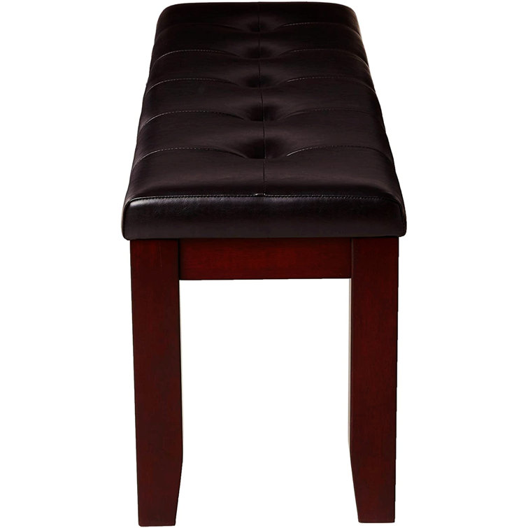 Elegant Faux Leather 49'' Black and Brown Upholstered Bench