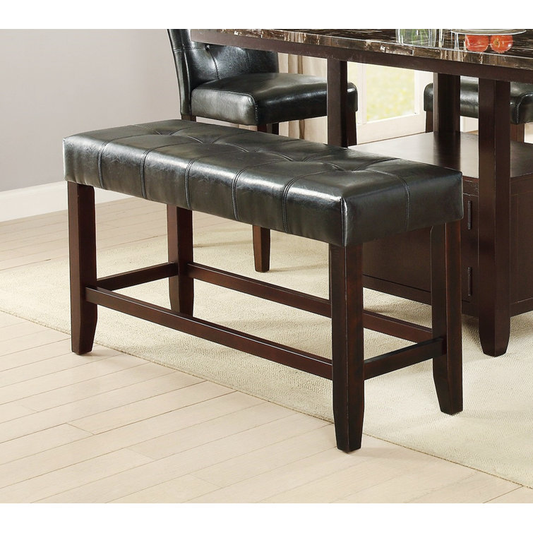 Elegant Faux Leather 49'' Black and Brown Upholstered Bench