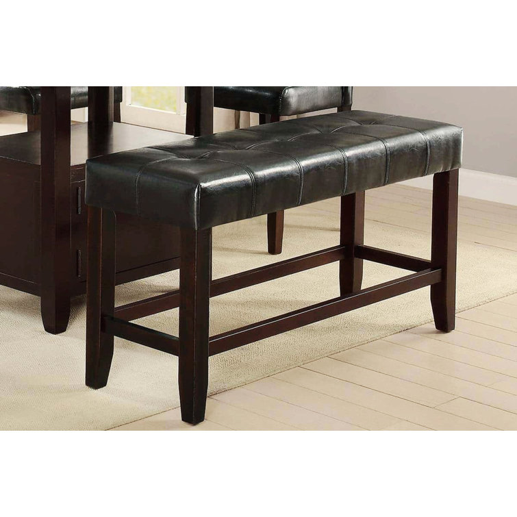 Elegant Faux Leather 49'' Black and Brown Upholstered Bench