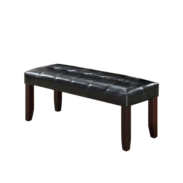 Elegant Faux Leather 49'' Black and Brown Upholstered Bench
