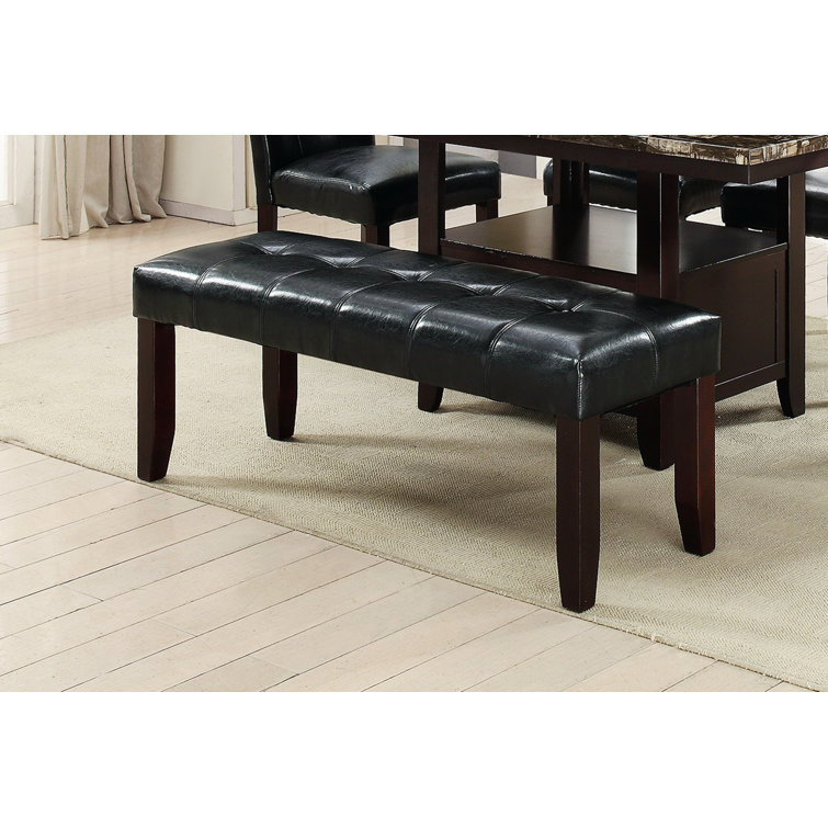 Elegant Faux Leather 49'' Black and Brown Upholstered Bench