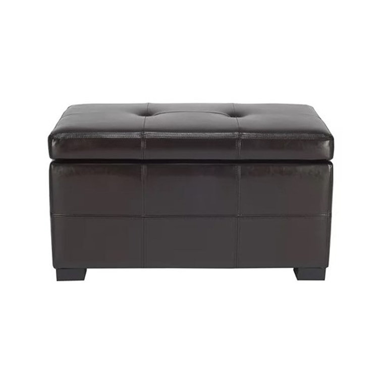Maiden Black Faux Leather Tufted Storage Bench