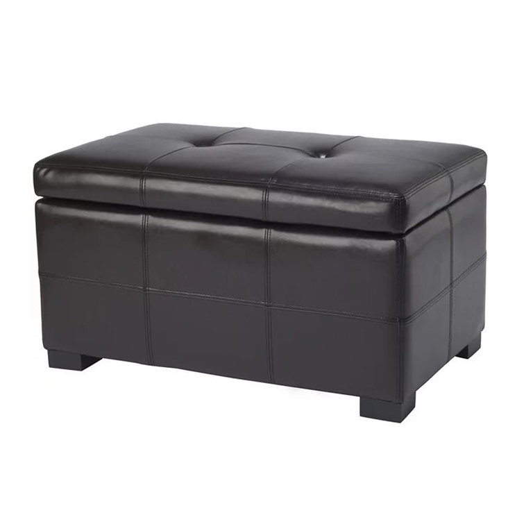 Maiden Black Faux Leather Tufted Storage Bench