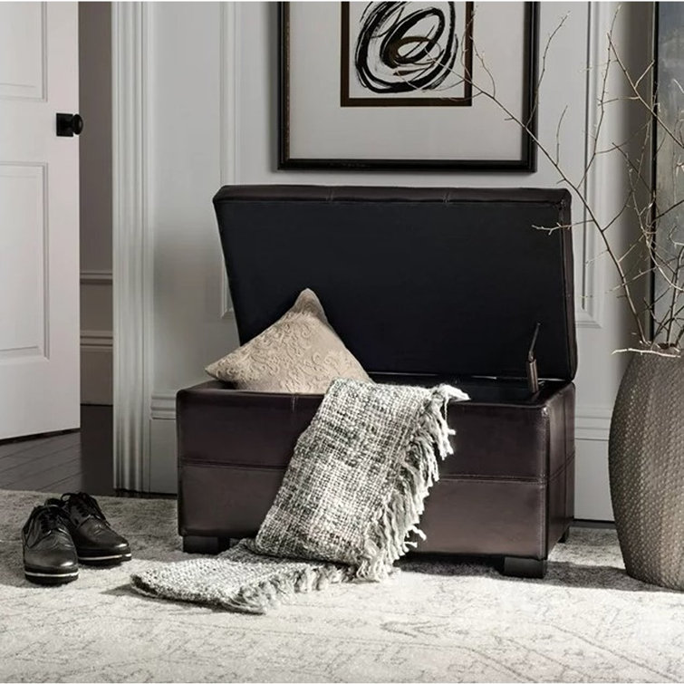 Maiden Black Faux Leather Tufted Storage Bench