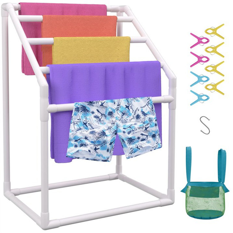 Matte White Freestanding 5-Bar PVC Towel Rack