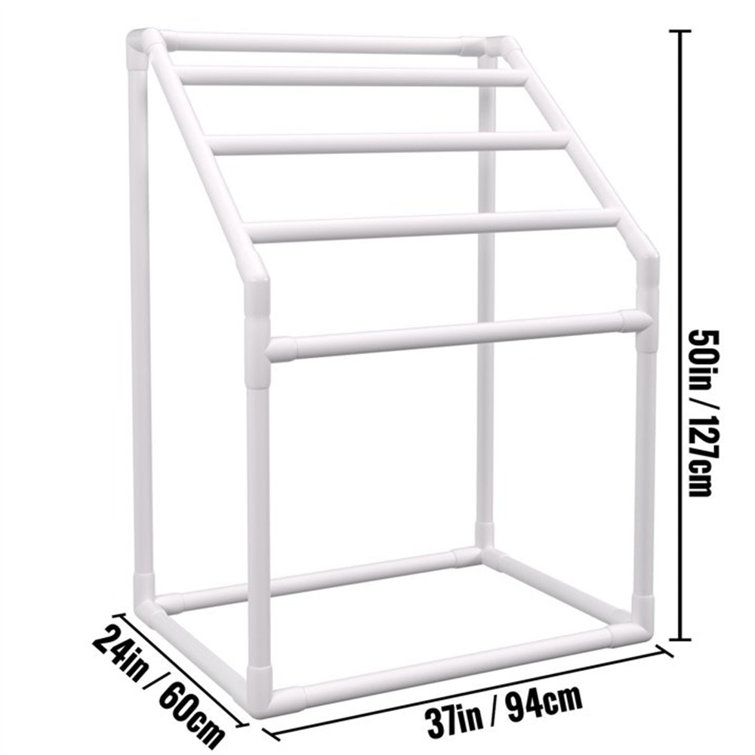 Matte White Freestanding 5-Bar PVC Towel Rack