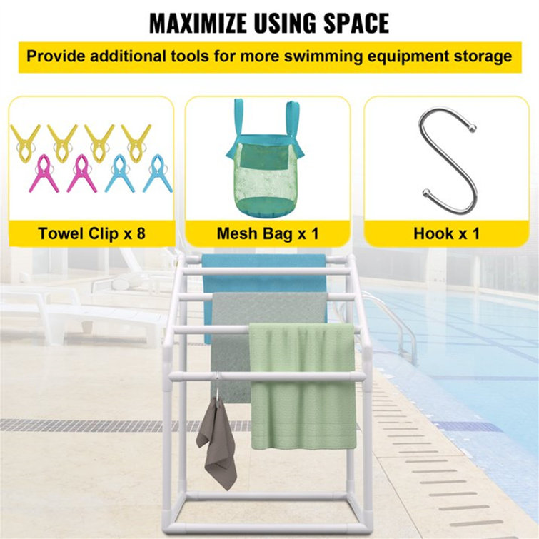 Matte White Freestanding 5-Bar PVC Towel Rack