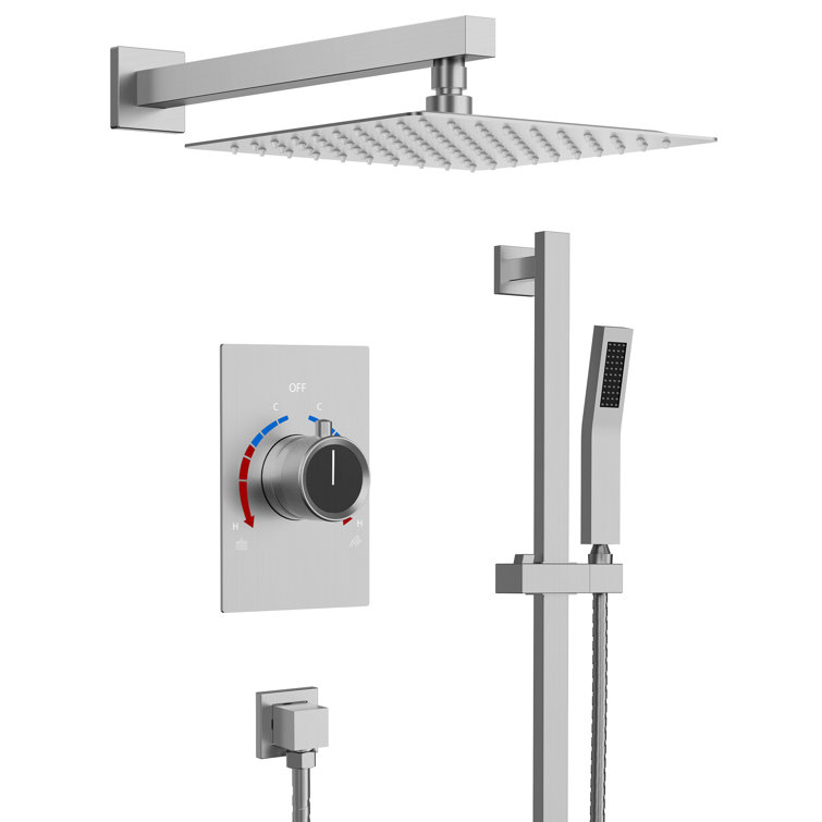 10" Brushed Nickel Adjustable Rainfall Shower System with Handheld