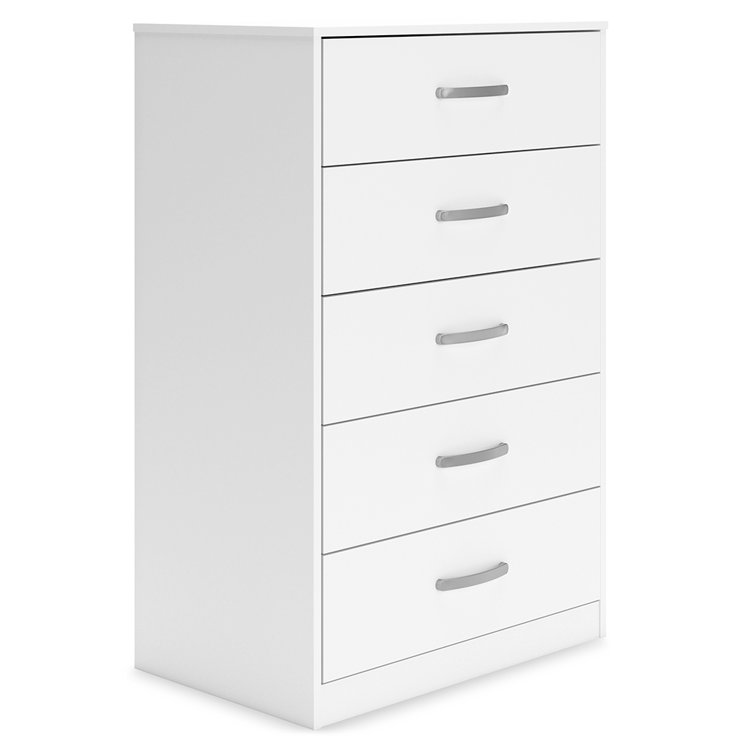 White 5-Drawer Chest with Ball Bearing Slides and Levelers