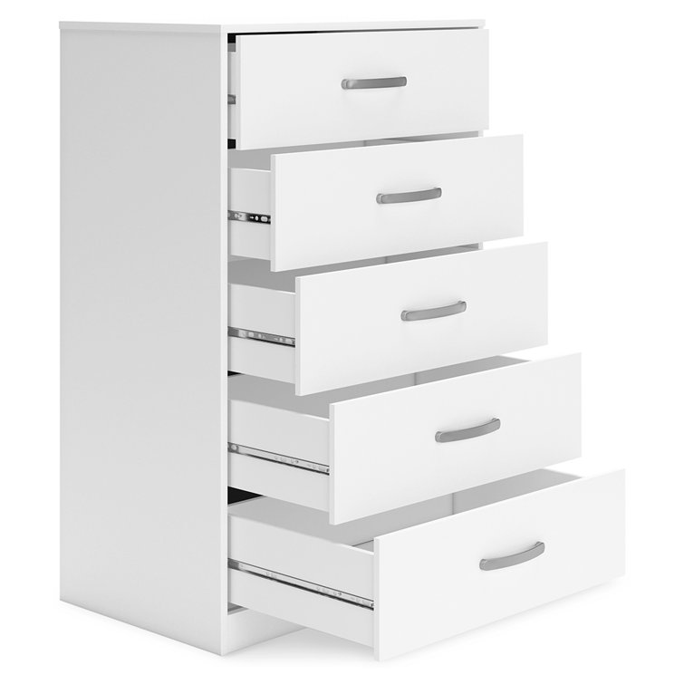 White 5-Drawer Chest with Ball Bearing Slides and Levelers