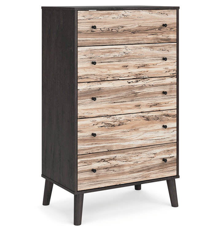Piperton Two-Tone 5-Drawer Chest with Charcoal and Sugarberry Finish