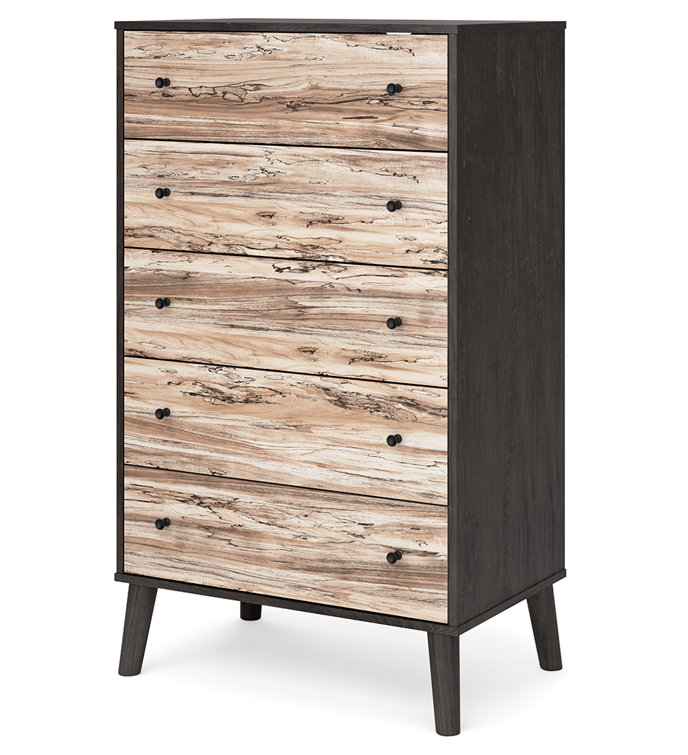 Piperton Two-Tone 5-Drawer Chest with Charcoal and Sugarberry Finish