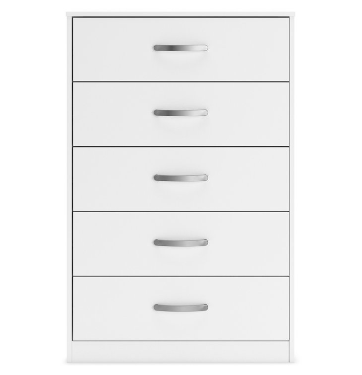 White 5-Drawer Chest with Ball Bearing Slides and Levelers