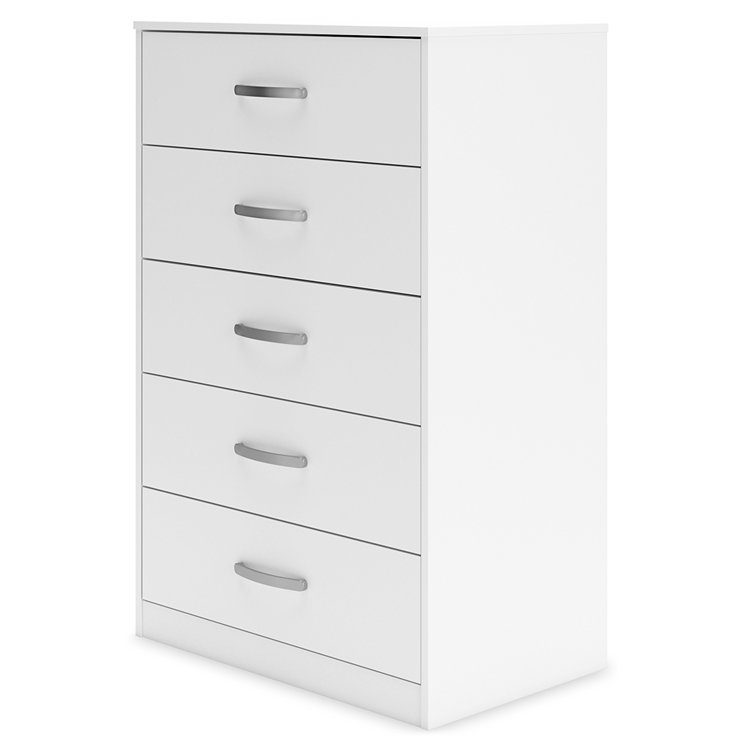 White 5-Drawer Chest with Ball Bearing Slides and Levelers