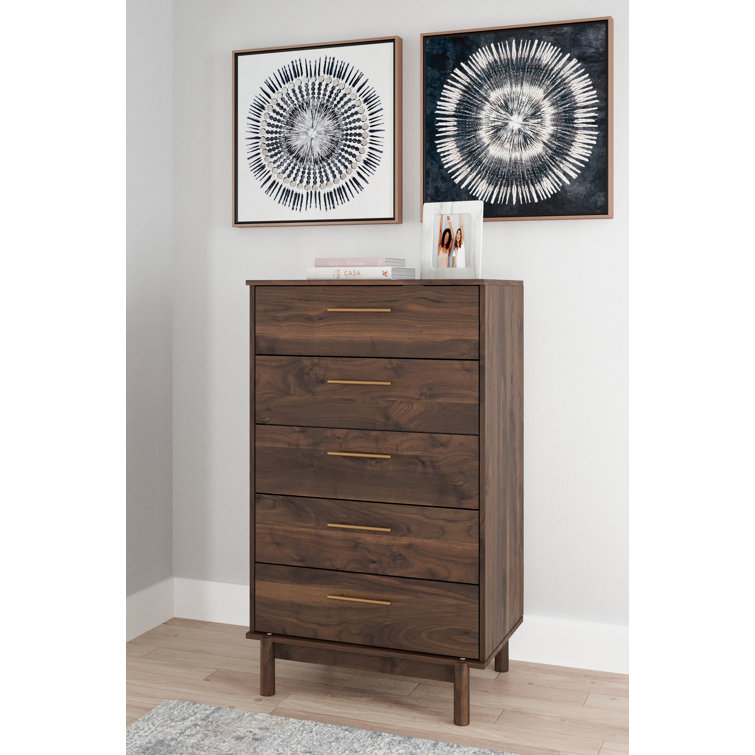 Calverson 5-Drawer Industrial Lingerie Chest in Rich Brown