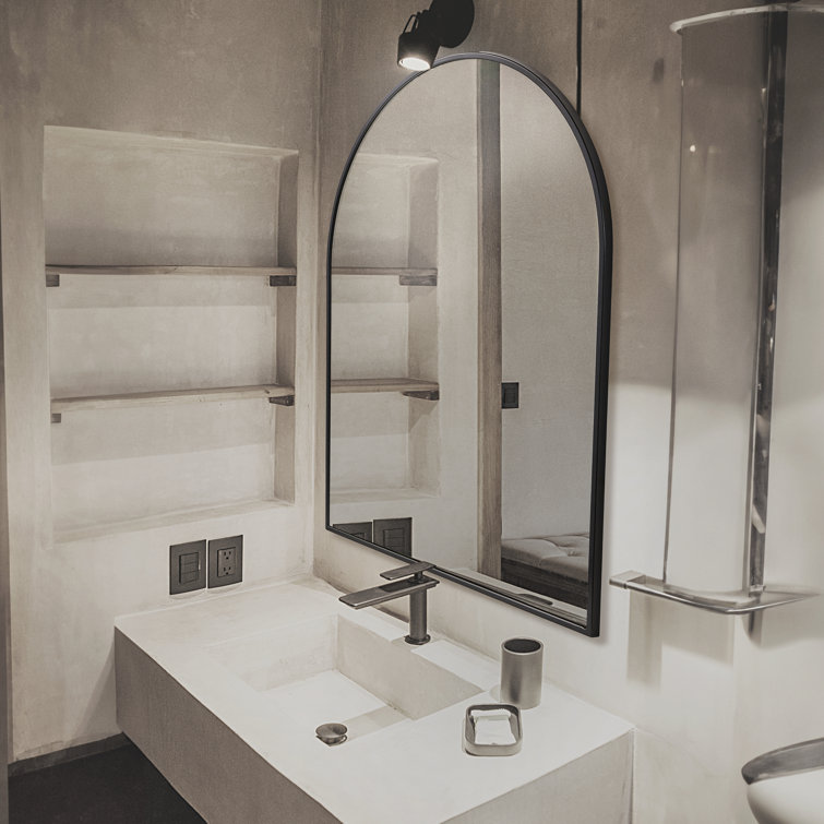 Matte Black Arched Dome Frameless Vanity Wall Mirror