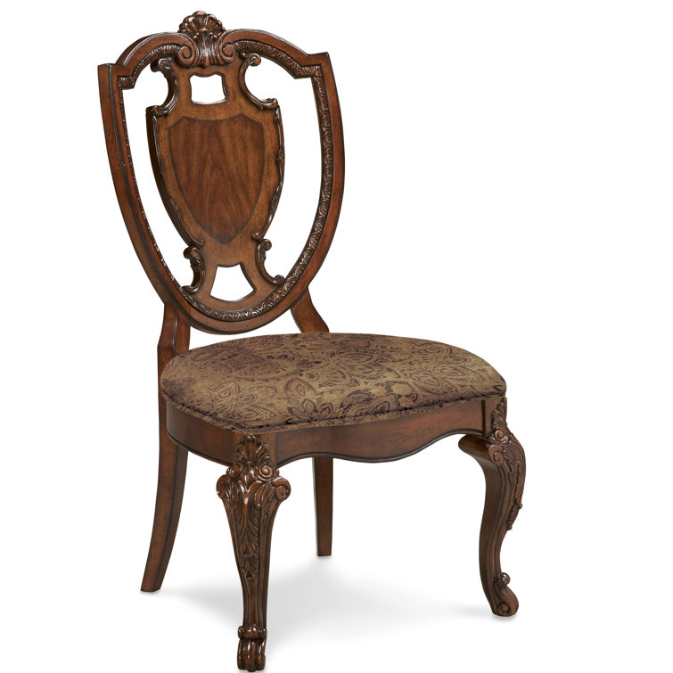 Beige Linen Upholstered Wood Traditional Side Chair