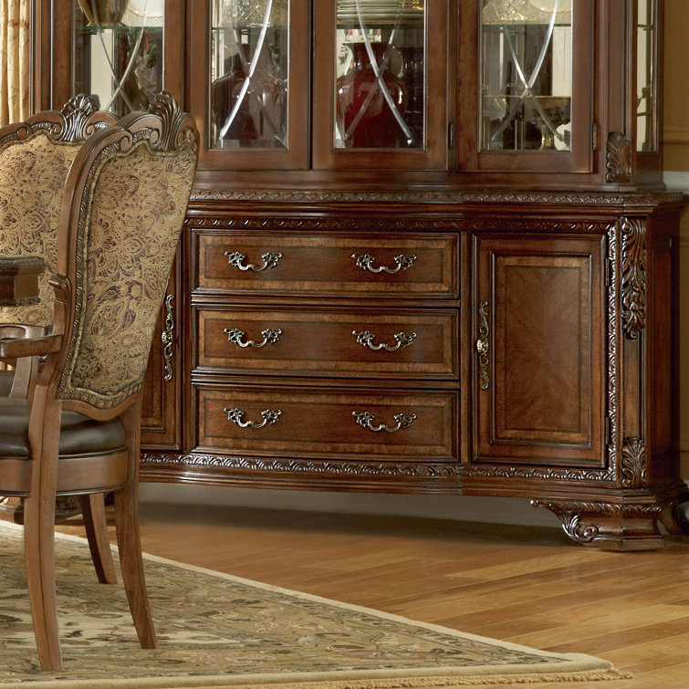 Regal Serpentine 91'' Medium Cherry Pomegranate Lighted China Cabinet