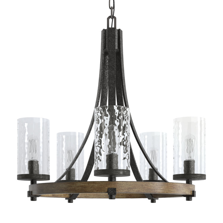 Angelo Distressed Oak & Slate Grey 5-Light Chandelier