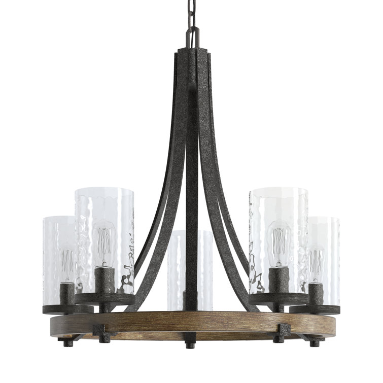 Angelo Distressed Oak & Slate Grey 5-Light Chandelier