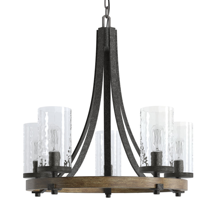 Angelo Distressed Oak & Slate Grey 5-Light Chandelier