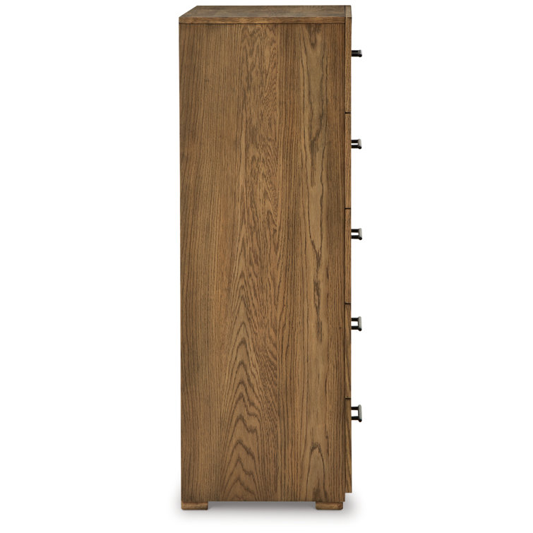Dakmore Transitional 5-Drawer Solid Wood Chest in Brown