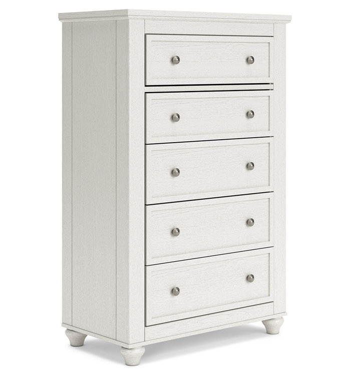 White Traditional Cottage 5-Drawer Chest