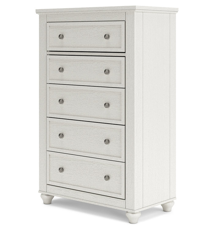 White Traditional Cottage 5-Drawer Chest