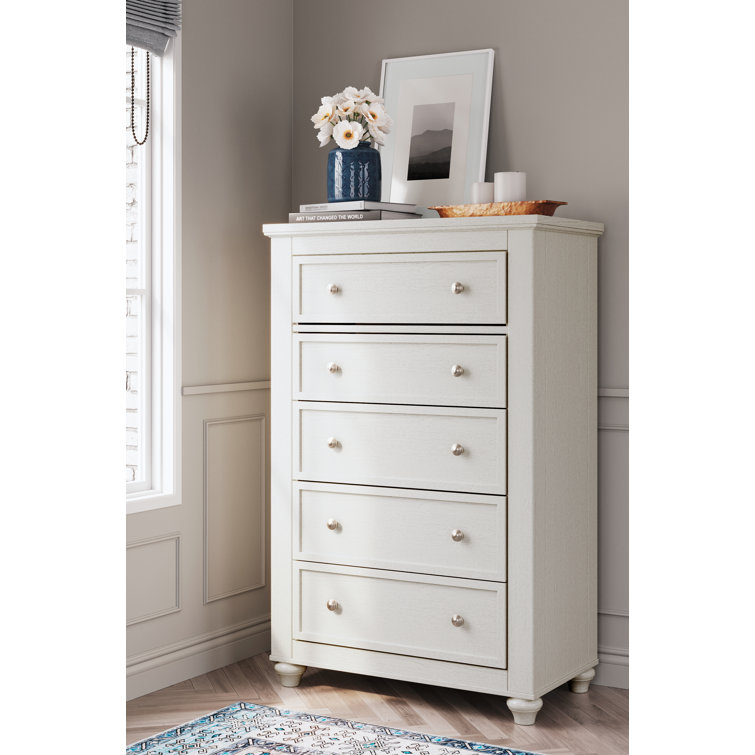 White Traditional Cottage 5-Drawer Chest