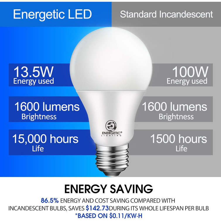 13.5W Warm White LED Globe Light Bulbs, 4-Pack