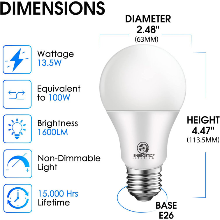 13.5W Warm White LED Globe Light Bulbs, 4-Pack