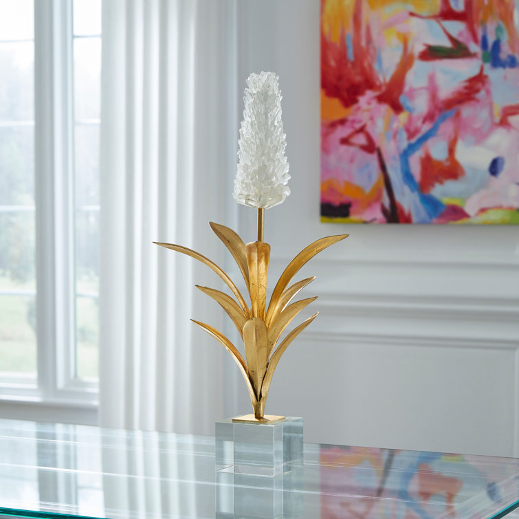 Transitional White Hyacinth Metal Figurine - 23.5" Height