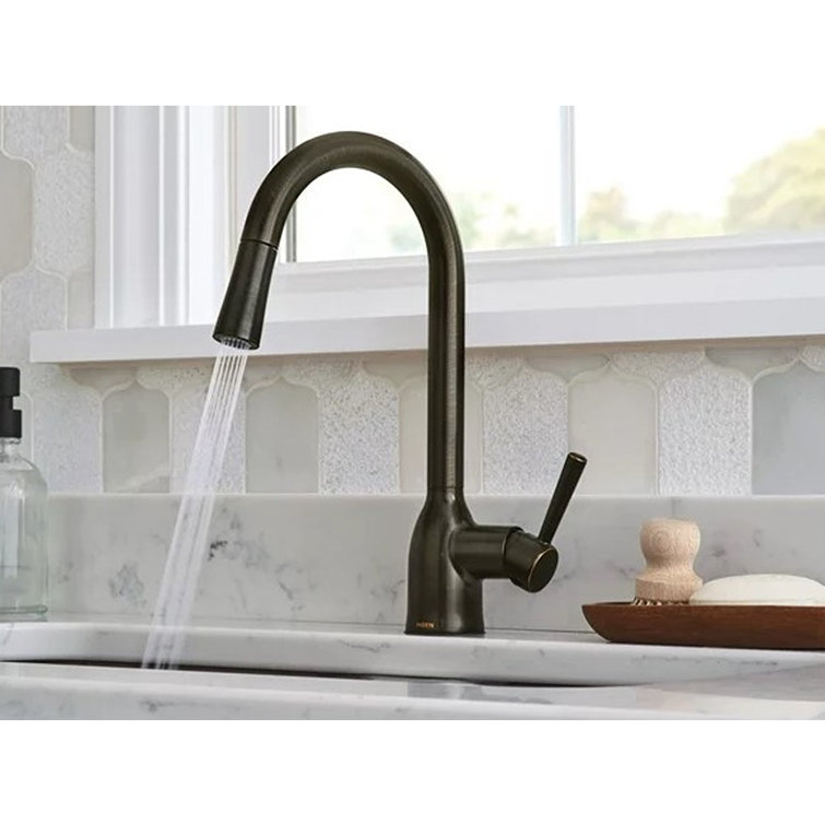 Bronze Transitional Kitchen Faucet with Pull-Out Spray