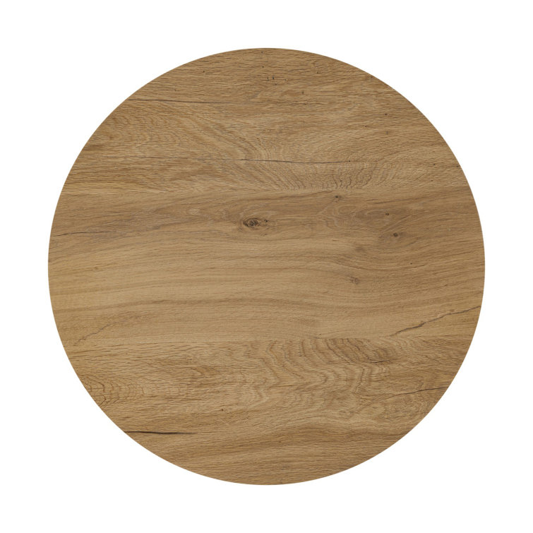 Matheus Round Reclaimed Oak End Table with Cutout Design