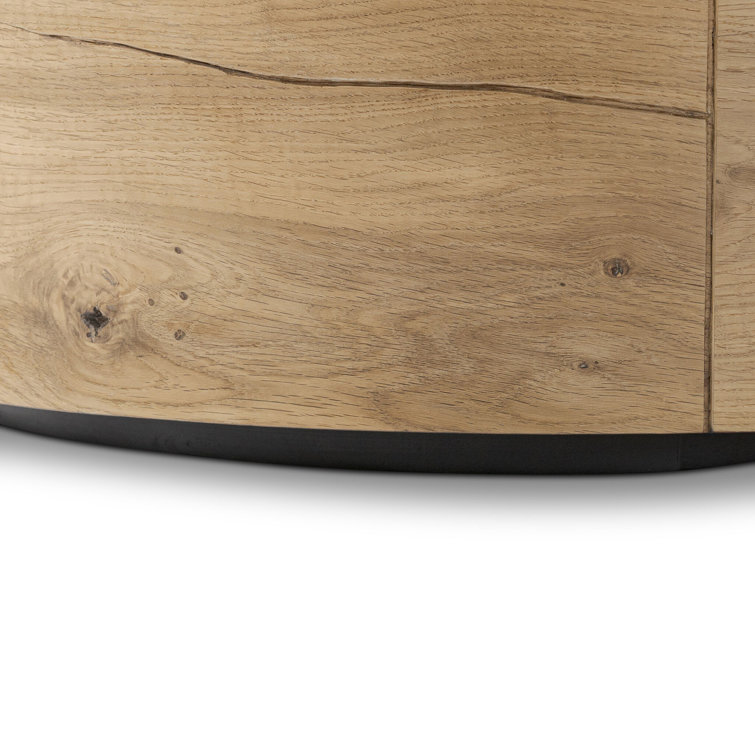 Matheus Round Reclaimed Oak End Table with Cutout Design