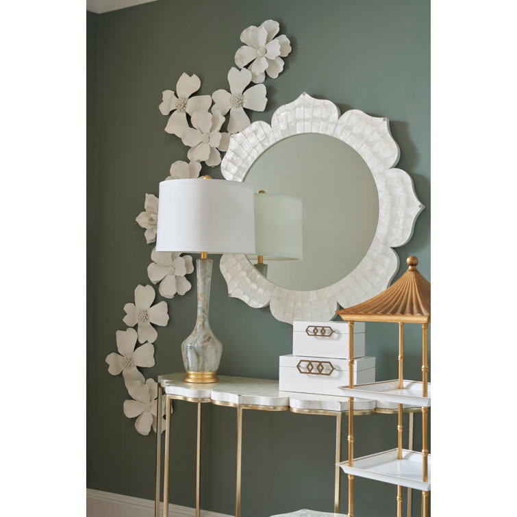 Matte White Dogwood Ceramic 12" Wall-Mounted Figurine