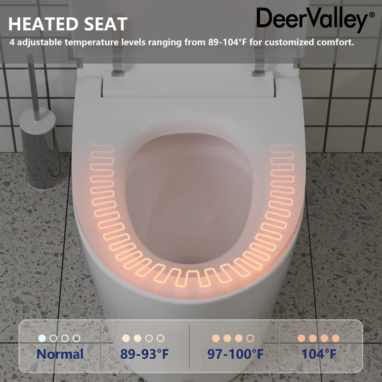 White Elongated Smart Toilet with Heated Seat and Night Light